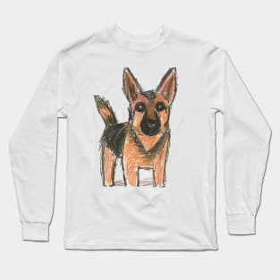 Badly Drawn Funny German Shepherd for Dog Lovers Long Sleeve T-Shirt